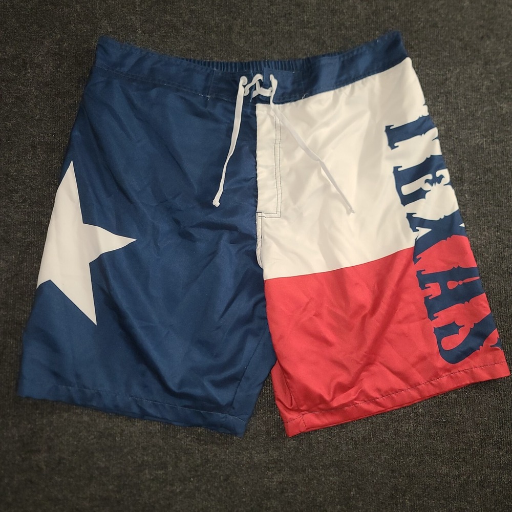 Calhoun Texas Flag Swim Trunks Mens XXL‎ Red White Blue Board Shorts Lone Star